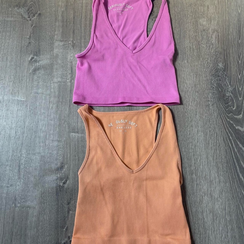Aeropostale Pink and Orange Sleeveless Crop Tank Tops